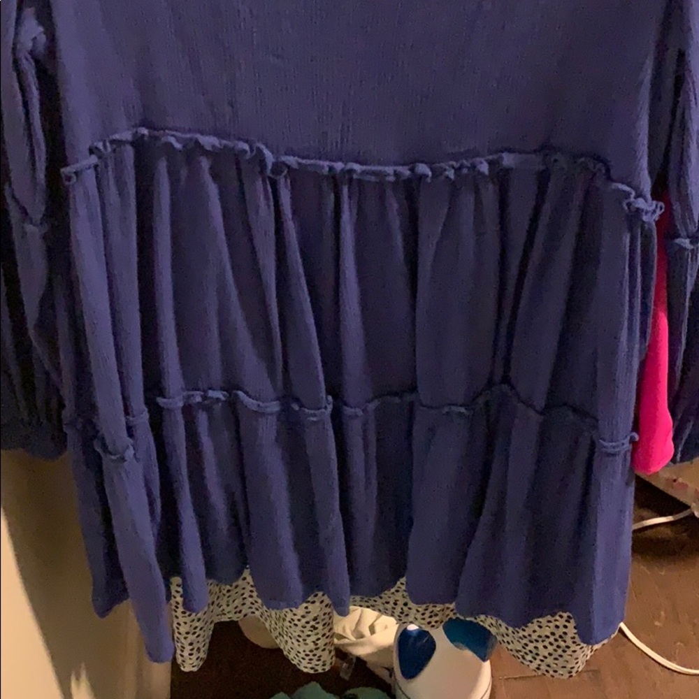 Blue Ruffle Shift Dress - Picture 7 of 8